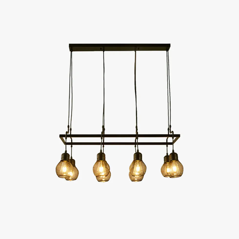 Grid Light Bulb Black Dining Room Chandelier